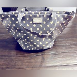 Kate Spade navy tote, white polka dots
